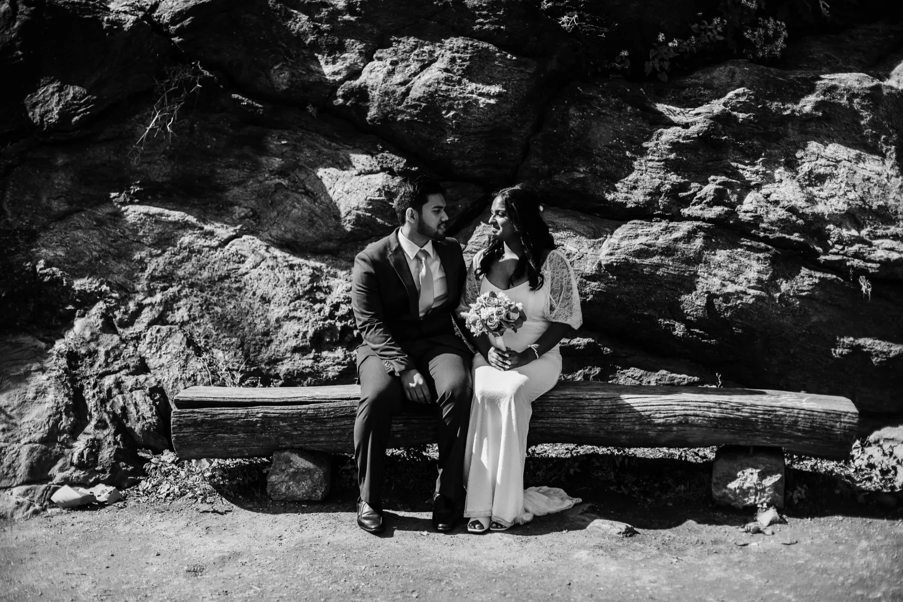 Clashani + Gihan celebrating after the ceremony at Ladies Pavilion, Central Park Wedding