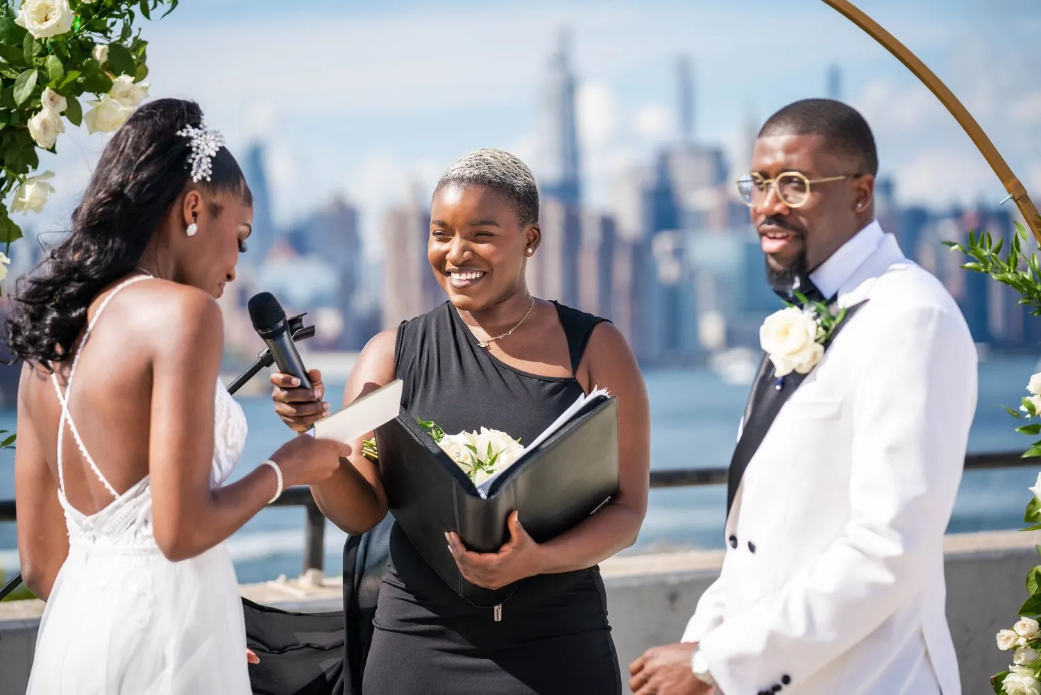 A wedding ceremony at Bethesda Terrace in Central Park