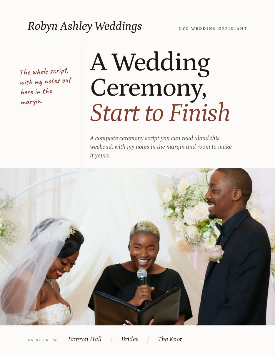 The cover of the sample ceremony script