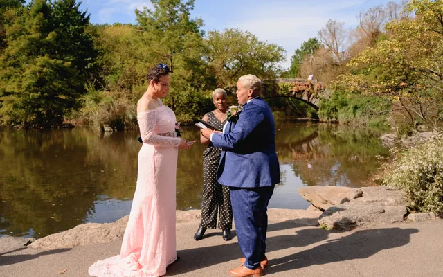 A couple standing together during a meaningful ceremony
